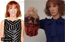 كاثى جريفن ممسكة بصورة رأس لدونالد ترامب.