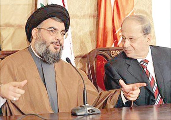 الحليفان الخاسران ميشال عون وحسن نصر الله الحليفان الخاسران ميشال عون وحسن نصر الله
