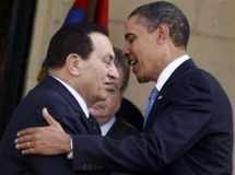الرئيس المصري حسني مبارك مع الرئيس الامريكي اوباما