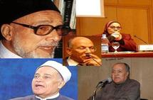 آمنة نصير (اعلى يمين ) تناصر قرار الامام الأكبر وجمال البنا (أسفل يمين ) يعارضه آمنة نصير (اعلى يمين ) تناصر قرار الامام الأكبر وجمال البنا (أسفل يمين ) يعارضه