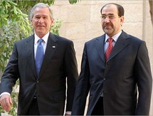 نوري المالكي مع الرئيس الأمريكي السابق جورج بوش