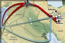 خارطة العملية العسكرية الاسرائيلية المحتملة لضرب مواقع في ايران خارطة العملية العسكرية الاسرائيلية المحتملة لضرب مواقع في ايران