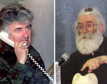 كراديتش وجهان للزعيم نفسه أيام الحرب (يسار) وبهوية مزيفة لطبيب (يمين)