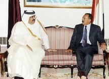 الرئيس اليمني علي عبد الله صالح وأمير قطر