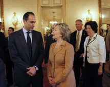 جمال مبارك مع وزيرة الخارجية الامريكية هيلاري كلينتون