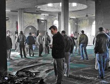 أحرق المستوطنون مسجد قرية اللبن الشرقية قرب نابلس