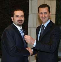 الرئيس السوري مستقبلا رئيس الوزراء اللبناني سعد الحريري الرئيس السوري مستقبلا رئيس الوزراء اللبناني سعد الحريري