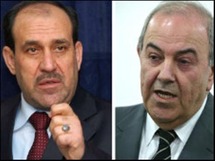 إياد علاوي ونوري المالكي زعيما أكبر كتلتين فائزتين في الانتخابات إياد علاوي ونوري المالكي زعيما أكبر كتلتين فائزتين في الانتخابات