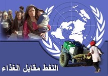 برنامج النفط مقابل الغذاء وضعه مجلس الامن الدولي منذ عام 1995. برنامج النفط مقابل الغذاء وضعه مجلس الامن الدولي منذ عام 1995.