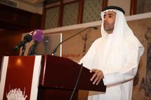 محمد خلف المزروعي يلقي كلمة الافتتاح في مؤتمر الآثار بالعين