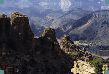 لوحة لعبد الرحمن الهنائي  تمثل منظر طبيعي في عملن