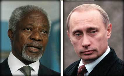 بوتين يستقبل انان الثلاثاء سعيا الى انقاذ عملية السلام  والحل السياسي السوري