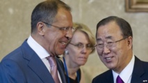 بان كي مون طالب لافروف في عشاء عمل بايجاد تسوية سياسية  للازمة السورية  