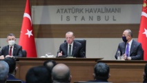 اردوغان في مؤتمره الصحفي قبل التوجه لابو ظبي - ايه - ايه