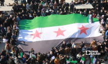 متظاهرون في مدينة اعزاز بريف حلب الشمالي تنديدًا بالتصريحات التركية حول التقارب مع النظام السوري وتأكيدًا على استمرار الثورة السورية- 30 من كانون الأول 2022 (عنب بلدي/ ديان جنباز) متظاهرون في مدينة اعزاز بريف حلب الشمالي تنديدًا بالتصريحات التركية حول التقارب مع النظام السوري وتأكيدًا على استمرار الثورة السورية- 30 من كانون الأول 2022 (عنب بلدي/ ديان جنباز)