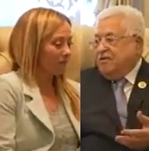 جورجا ميلوني مع رئيس السلطة الفلسطينية، محمود عباس- اكي جورجا ميلوني مع رئيس السلطة الفلسطينية، محمود عباس- اكي