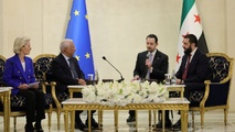 لقاء رئيسة المفوضية الأوروبية و رئيس المجلس الأوروبي بالرئيس السوري أحمد الشرع - 9 كانون الثاني 2026 (رئاسة الجمهورية العربية السورية)