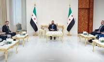 الرئيس السوري أحمد الشرع يستقبل المدير العام للوكالة الدولية للطاقة الذرية رافائيل ماريانو غروسي - 14 تموز 2026 (سانا)