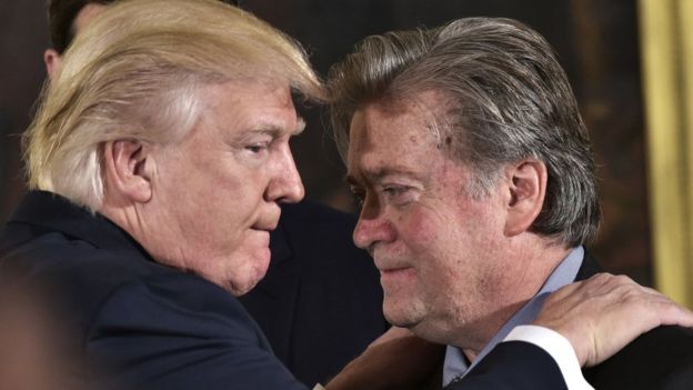 ترامب بعد عودة ستيف بانون للاعلام"الأخبار الملفقة " تحتاج للمنافسة