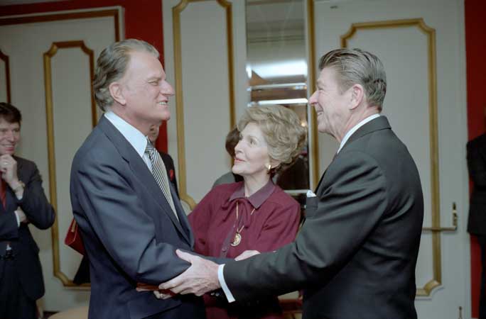 بيلي جراهام مع رونالد ريغان وزوجته