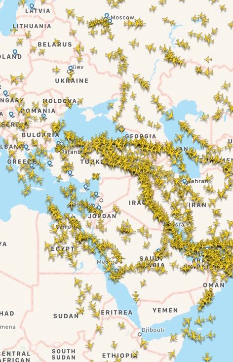 حركة الطيران المدني فوق العالم