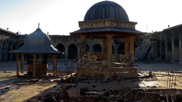 المسجد الأموي في حلب وهو مدرج على قائمة التراث العالمي لليونسكو