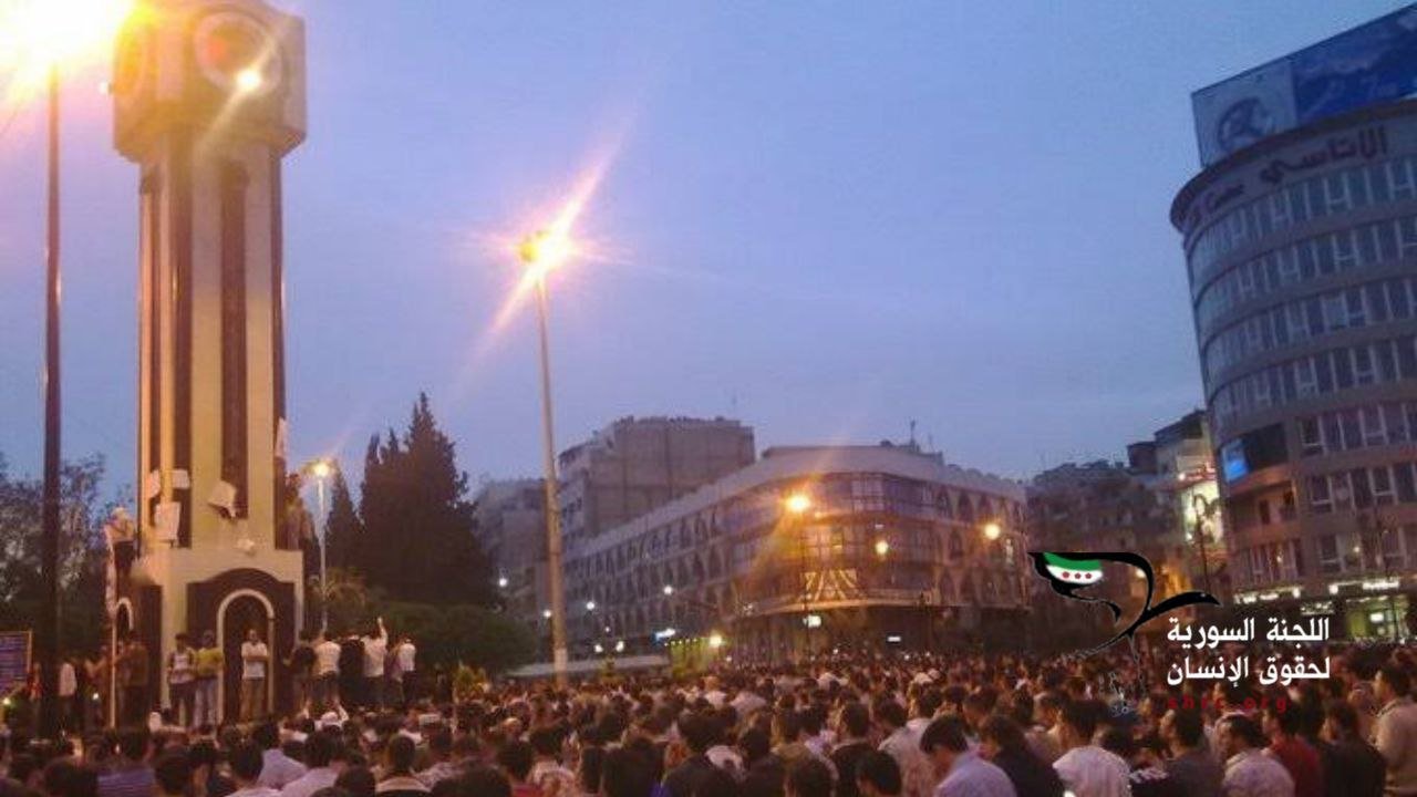 مجزرة ميدان الساعة في حمص 18 نيسان 2011 في ذكراها الثانية عشرة