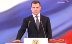 مدفيديف يدعو الى الانتهاء من هيمنة دولة واحدة على العالم ويندد بمشروع الخلافة العالمية