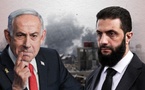 الرئيس السوري في المرحلة الانتقالية أحمد الشرع ورئيس الوزراء الإسرائيلي بنيامين نتنياهو (تعديل عنب بلدي)